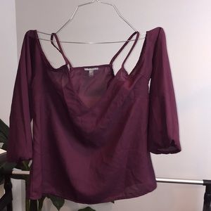 Charlotte Russe burgundy cold shoulder blouse